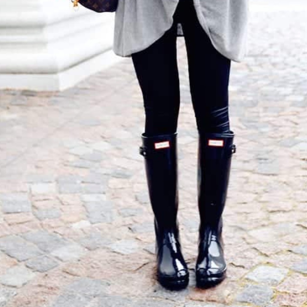 Tall Gloss Black Hunter boots